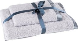  Eurofirany Komplet ręczników bawełnianych z roślinnym wzorem KOS 50x90 + 70x140 srebrny