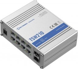 System przekazu sygnału AV Teltonika Switch niezarządzalny Teltonika TSW210, 8x Gigabit Ethernet, 2x SFP, aluminiowa obudowa