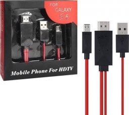 Kabel USB Vega microUSB - HDMI 2 m Czarno-czerwony (24695)