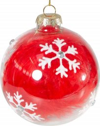  Eurofirany Bombka świąteczna szklana choinkowa BSZ115 8cm czerwona + biała x4