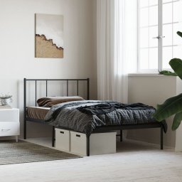  vidaXL vidaXL Metalowa rama łóżka z wezgłowiem, czarna, 90x190 cm