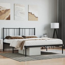  vidaXL vidaXL Metalowa rama łóżka z wezgłowiem czarna, 140x200 cm
