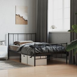  vidaXL vidaXL Metalowa rama łóżka z wezgłowiem i zanóżkiem, czarna, 80x200 cm