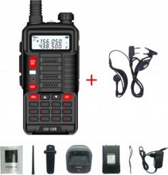 Krótkofalówka HamRadioShop Baofeng UV-10R 8W dwupasmowy radiotelefon 2m + 70cm w kolorze czarnym