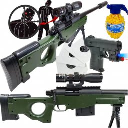  tomdorix AWP Snajperka Karabin Wyborowy Na Kulki Air Soft Gun + Pistolet z Laserem + Granat