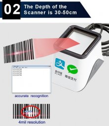 Czytnik kodów kreskowych Kim-Tech Skaner kodów QR 1D i 2D do płatności mobilnych skanowanie ciągłe lub po zbliżeniu kodu