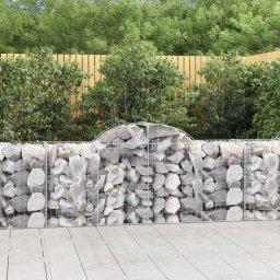 vidaXL Kosze gabionowe, 3 szt, 200x50x80/100 cm, galwanizowane żelazo