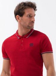  Ombre Koszulka męska polo z kontrastowym wykończeniem - czerwona V3 S1635 L