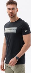  Ombre T-shirt męski bawełniany z nadrukiem - czarny V1 S1751 L