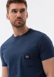  Ombre T-shirt męski bawełniany z kieszonką - granatowy V10 S1743 M