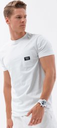  Ombre T-shirt męski bawełniany z kieszonką - biały V8 S1743 M