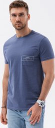 Ombre T-shirt męski bawełniany z nadrukiem na kieszonce - niebieski V9 S1742 S