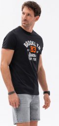  Ombre T-shirt męski bawełniany z nadrukiem - czarny V4 OM-TSPT-0126 L