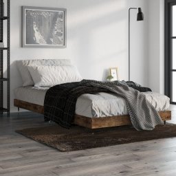  vidaXL Rama łóżka, przydymiony dąb, 100x200cm, materiał drewnopochodny