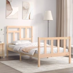 vidaXL Rama łóżka z wezgłowiem, 90x200 cm, lite drewno