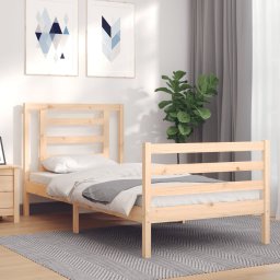 vidaXL Rama łóżka z wezgłowiem, 90x200 cm, lite drewno