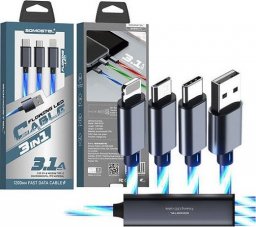 Kabel USB Vega USB-A - USB-C + micro-B + Lightning 1.2 m Niebieski (31185)