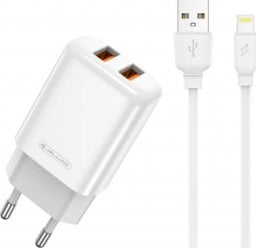 Ładowarka nemo Ładowarka Sieciowa 2x USB 2.4A + Kabel USB - Lightning Jellico EU02 biały