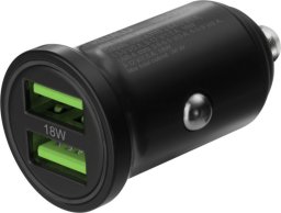Ładowarka Deltaco DELTACO USB car charger, 2x USB-A 18 W, fast charging, total 36 W black USB-CAR128