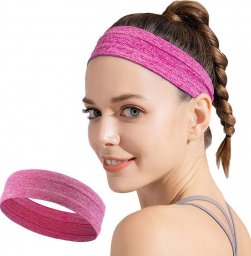  Elastyczna materiałowa opaska na głowę do biegania fitness różowa