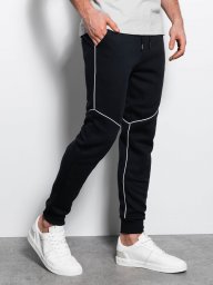  Ombre Spodnie męskie dresowe joggery z kontrastowymi elementami - czarne V1 OM-PASK-22FW-001 L