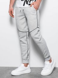  Ombre Spodnie męskie dresowe joggery z kontrastowymi elementami - szary melanż V5 OM-PASK-22FW-001 XL