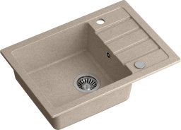 Zlewozmywak GraniteQ JERRY 116 zlewozmywak granitowy beżowy (62x44x17,5) + syfon + zaślepka