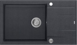 Zlewozmywak GraniteQ EVAN 136 XL GraniteQ zlewozmywak z syfonem Push To Open 1-komorowy z/o (860x500x210; kom. 420x490) black diamond / elementy stalowe