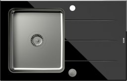 Zlewozmywak Ford 111 HardQ komora stalowa z czarnym blatem szklanym z syfonem Push 2 Open (780x500/R35)