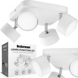 Lampa sufitowa Heckermann Lampa punktowa LED Heckermann 8795318A Biała 4x głowica