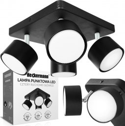 Lampa sufitowa Heckermann Lampa punktowa LED Heckermann 8795318A Czarna 4x głowica