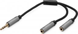 Kabel Digitus Kabel adapter audio splitter DIGITUS PREMIUM MiniJack 3,5mm /2x 3,5mm MiniJack M/Ż nylon 0,2m