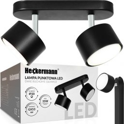 Lampa sufitowa Heckermann Lampa punktowa LED Heckermann 8795314A Czarna 2x głowica