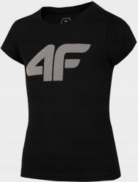  4f Koszulka dla dziewczynki 4F głęboka czerń HJL22 JTSD005 20S 122cm