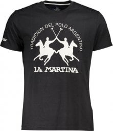  La Martina LA MARTINA CZARNY MĘSKI T-SHIRT Z KRÓTKIM RĘKAWEM 2XL