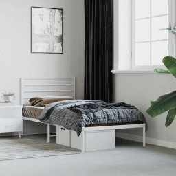 vidaXL vidaXL Metalowa rama łóżka z wezgłowiem, biała, 80x200 cm