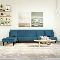  vidaXL vidaXL Sofa rozkładana w kształcie L, niebieska, 255x140x70 , aksamit