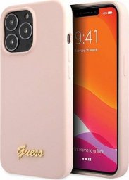  Guess Guess GUHCP13XLSLMGLP iPhone 13 Pro Max 6.7" jasnoróżowy/light pink hardcase Silicone Script Gold Logo
