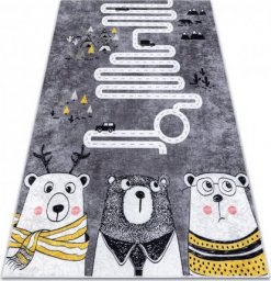  Dywany Łuszczów Dywan do prania JUNIOR 52107.801 Niedźwiedzie, zwierzęta, uliczki dla dzieci, antypoślizgowy - szary, 120x170 cm