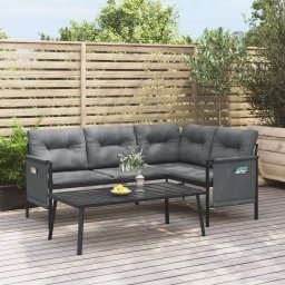 vidaXL Ogrodowa sofa narożna, antracytowa, stal i textilene