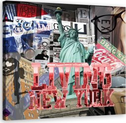  Feeby OBRAZ NA PŁÓTNIE Nowy Jork Kolaż Pop Art 40x40