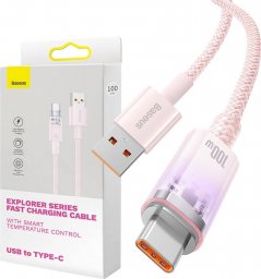 Kabel USB Baseus USB-A - USB-C 1 m Różowy (CATS010504)