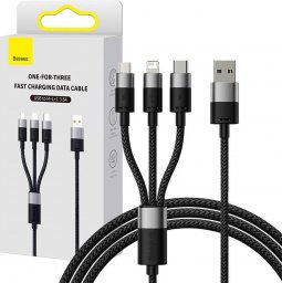 Kabel USB Baseus USB-A - USB-C + microUSB + Lightning 0.6 m Czarny (P10319900111-00)