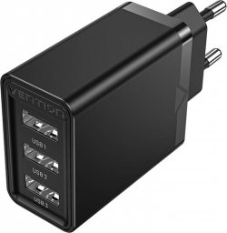 Ładowarka Vention Ładowarka sieciowa 3x USB Vention FEAB0-EU, 2.4A, 12W (czarna)
