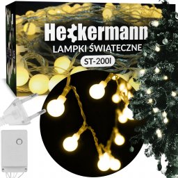  Heckermann Lampki świąteczne Heckermann ST-200 100x Żarówka 20m Kulki WARM