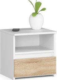 Fabryka Mebli Akord Szafka nocna CL1 40 cm 1 szuflada - biała - dąb sonoma