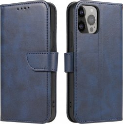  Hurtel Etui portfel z klapką podstawką do iPhone 15 Pro Max Magnet Case - niebieskie