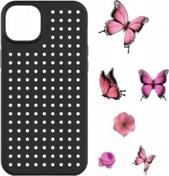 Pinit Zestaw Etui Pinit Dynamic + Flower/ Butterfly Pin iPhone 14 6.1" czarny/black wzór 1