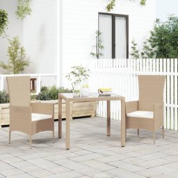  vidaXL Krzesła ogrodowe z poduszkami, 2 szt., polirattan, beżowe