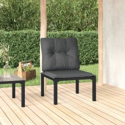  vidaXL Krzesło ogrodowe z poduszkami, czarno-szare, polirattan